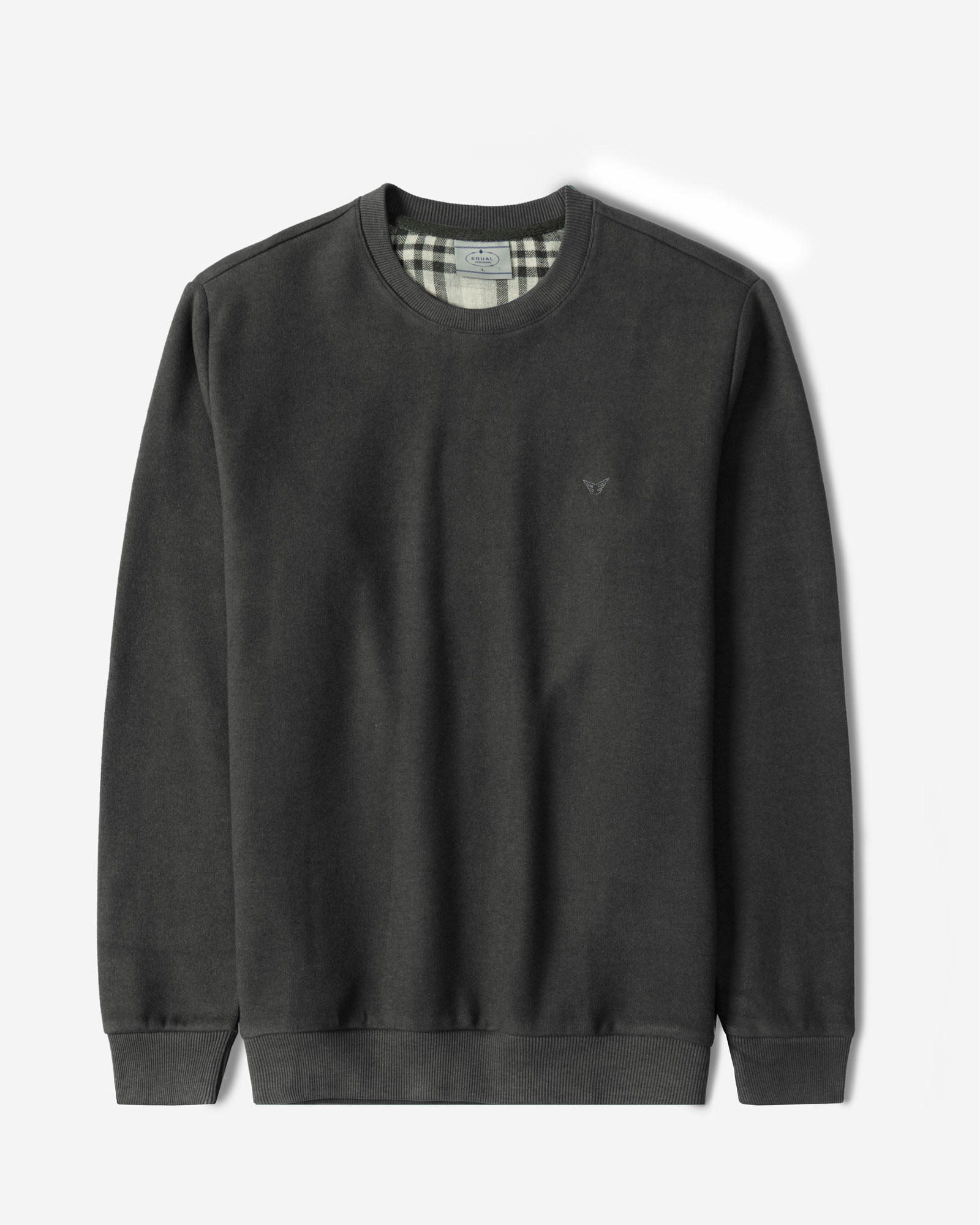 پلیور یقه گرد مردانه سلانیک ساده طوسی تیره 24256159