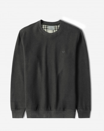 پلیور یقه گرد مردانه سلانیک ساده طوسی تیره 24256159