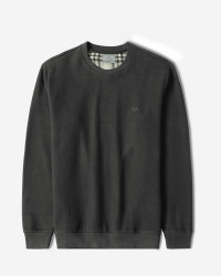 پلیور یقه گرد مردانه سلانیک ساده طوسی تیره 24256159