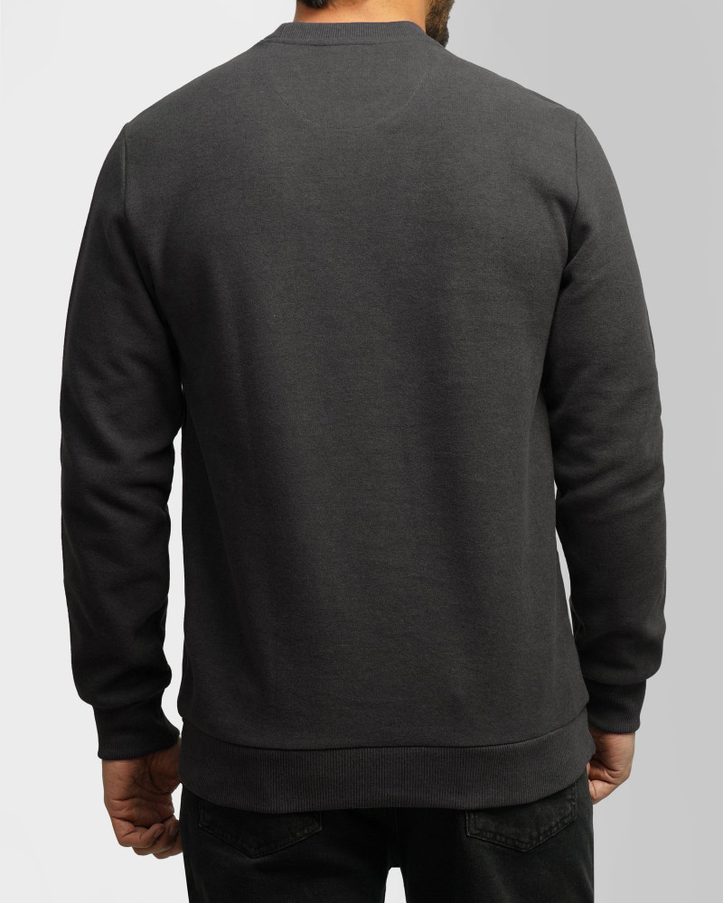 پلیور یقه گرد مردانه سلانیک ساده طوسی تیره 24256159