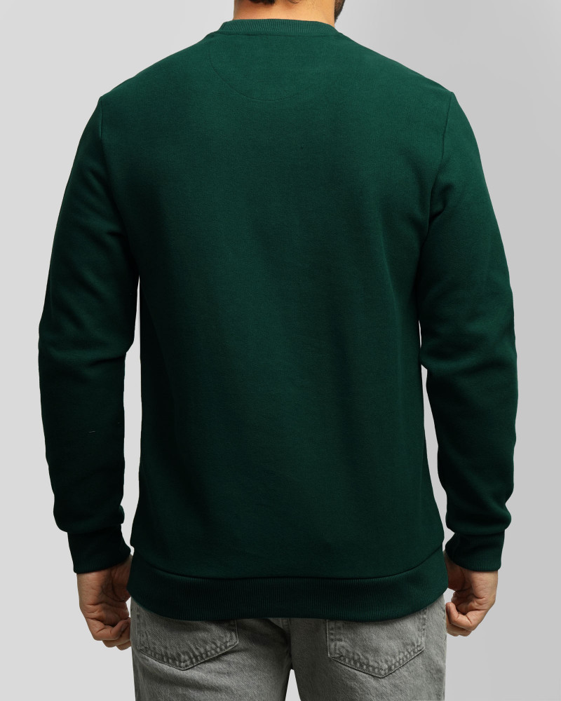 پلیور یقه گرد مردانه سلانیک ساده سبز تیره 24256159