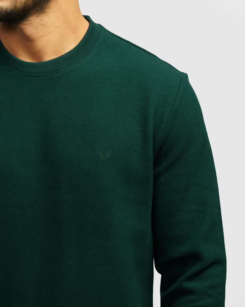 پلیور یقه گرد مردانه سلانیک ساده سبز تیره 24256159