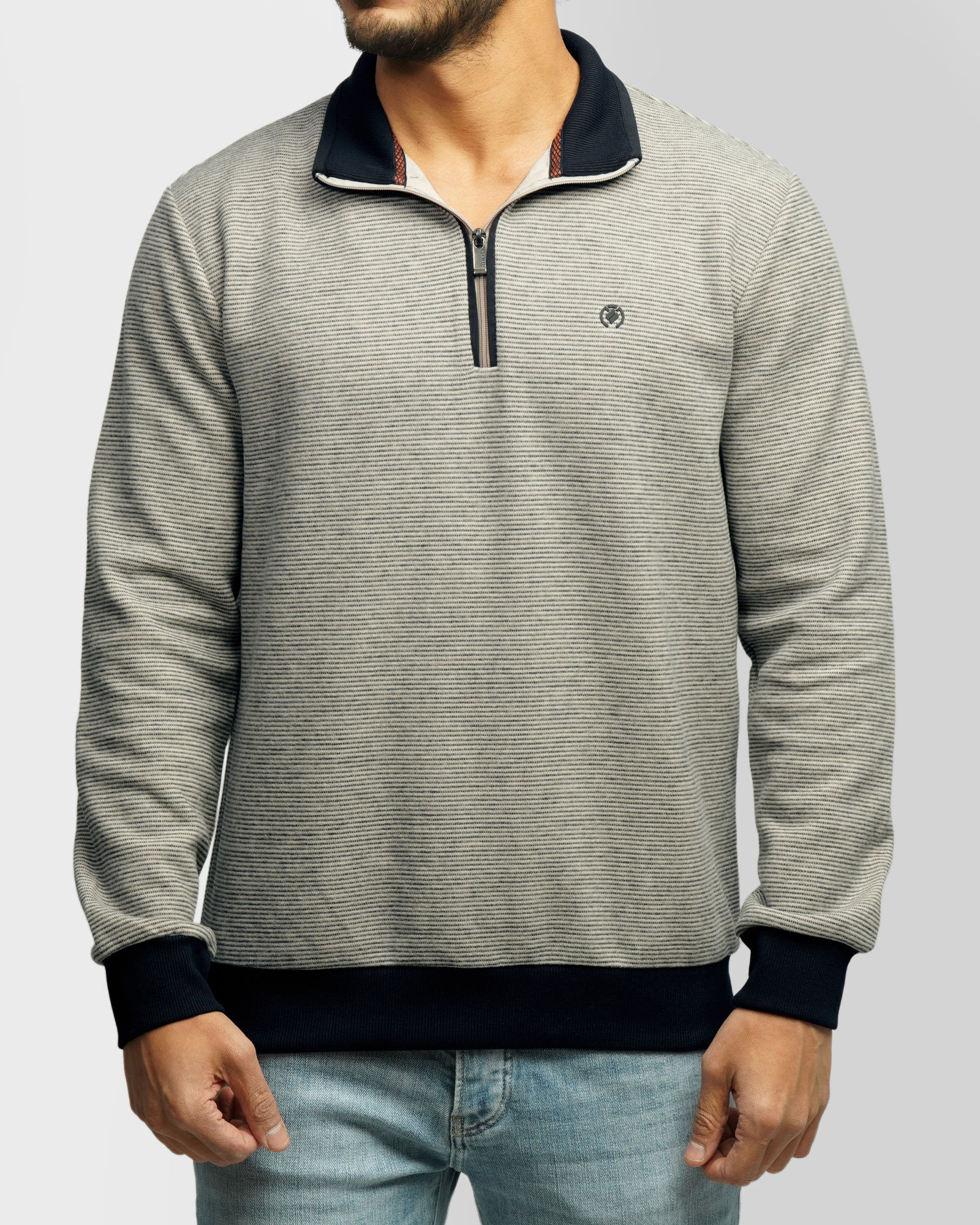 پلیور نیم زیپ مردانه سرمه ای 84441147