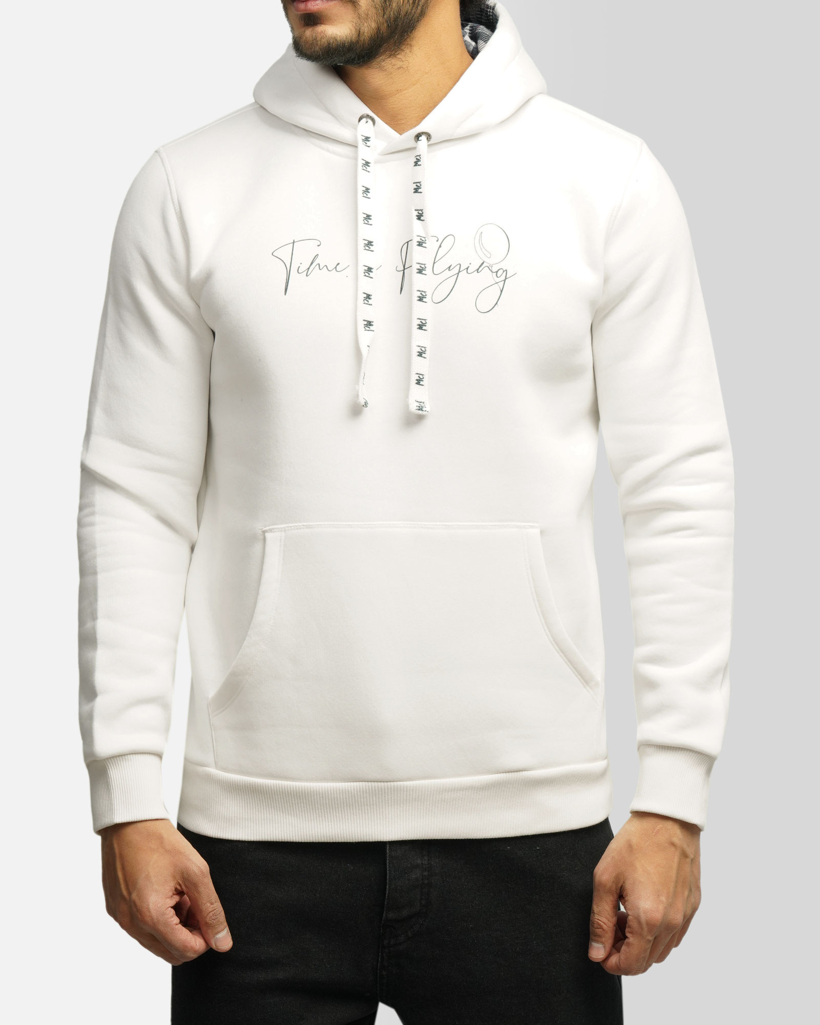 خرید و قیمت هودی کلاه دار طرح دار مردانه سفید 84471294