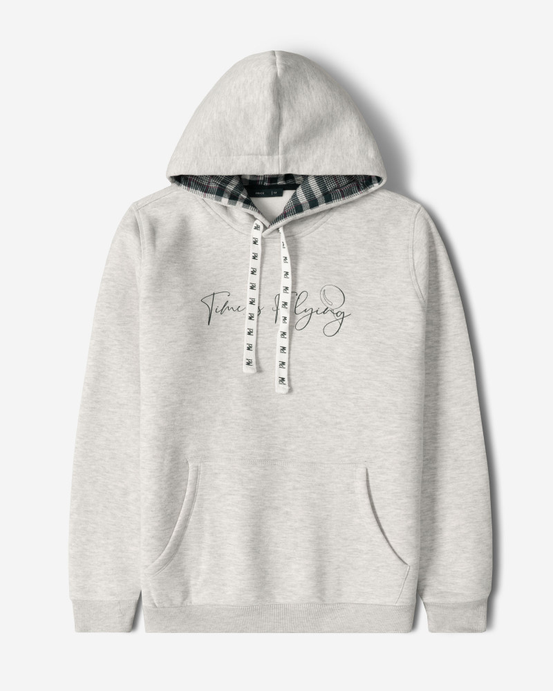 خرید و قیمت هودی کلاه دار طرح دار مردانه طوسی 84471294