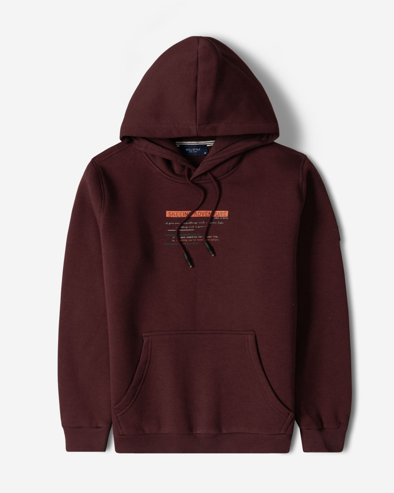 خرید و قیمت هودی کلاه دار طرح دار مردانه زرشکی 84471296