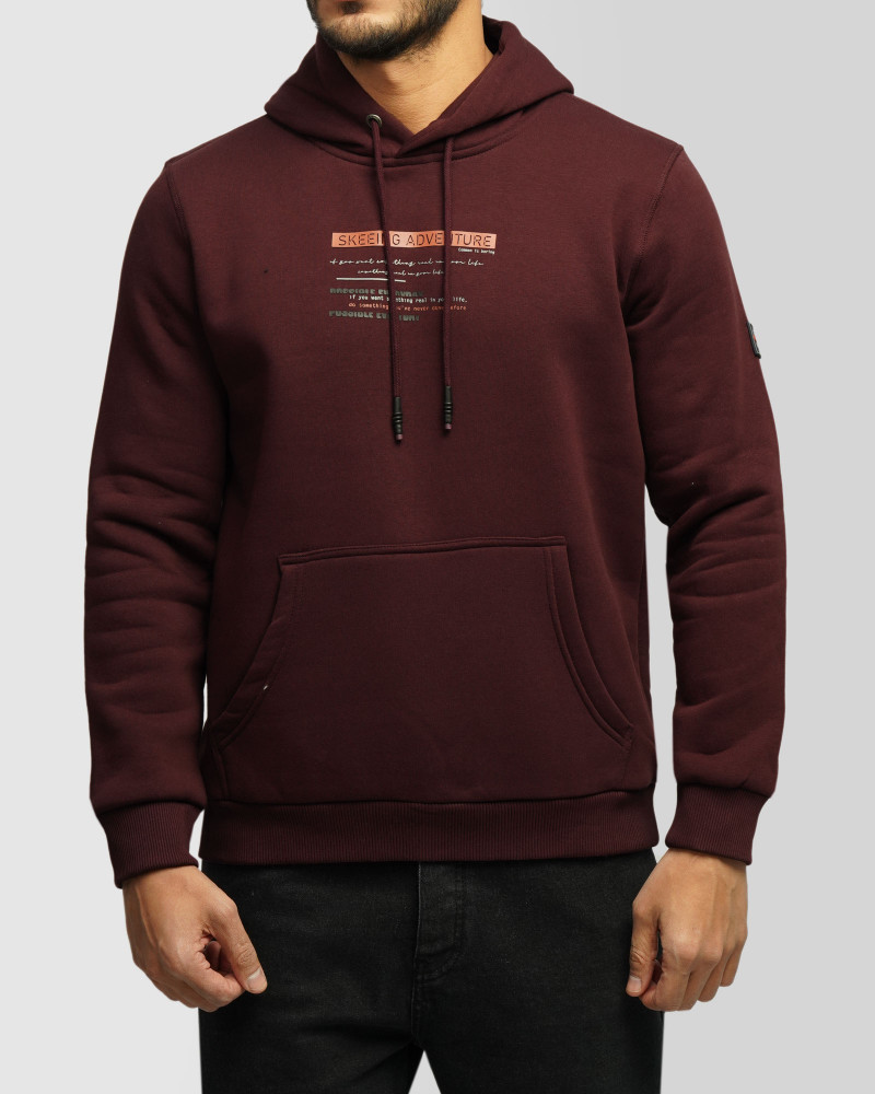 خرید و قیمت هودی کلاه دار طرح دار مردانه زرشکی 84471296