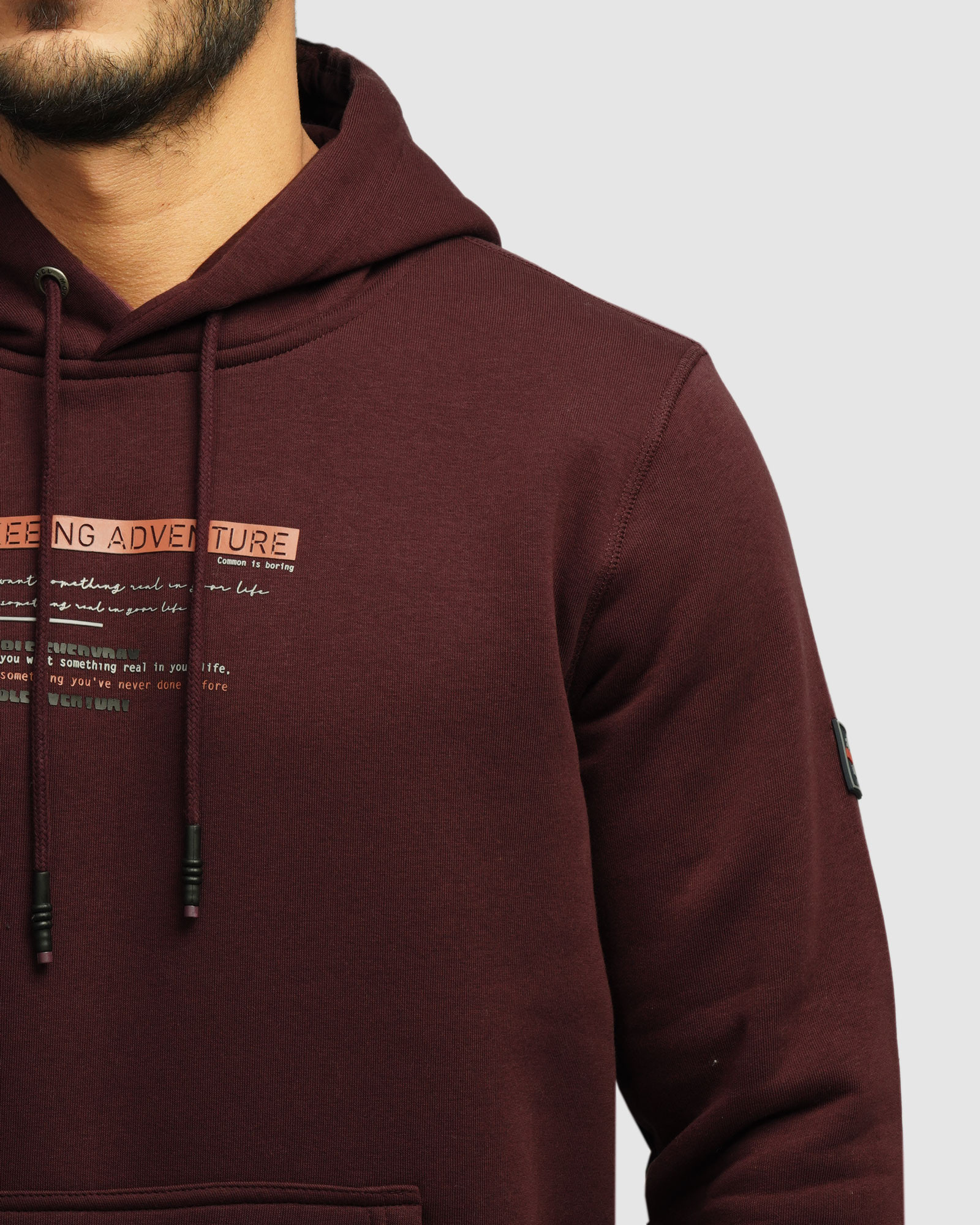 خرید و قیمت هودی کلاه دار طرح دار مردانه زرشکی 84471296