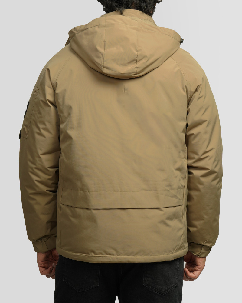 خرید و قیمت کاپشن مردانه کلاه دار خاکی 24316399