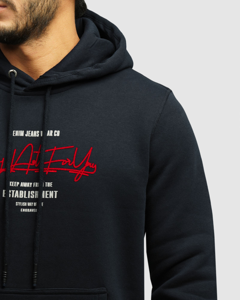 خرید و قیمت هودی کلاه دار طرح دار مردانه سرمه ای 84471292