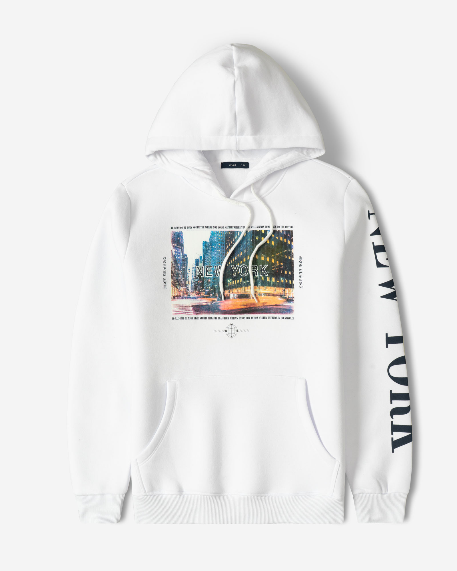 خرید و قیمت هودی کلاه دار طرح دار مردانه سفید 84471298