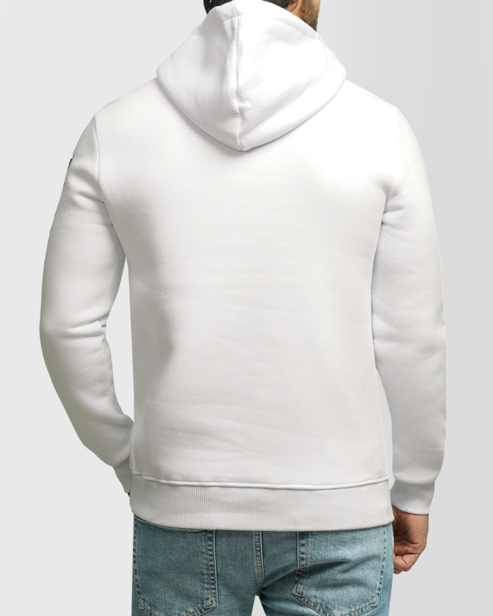 خرید و قیمت هودی کلاه دار طرح دار مردانه سفید 84471298