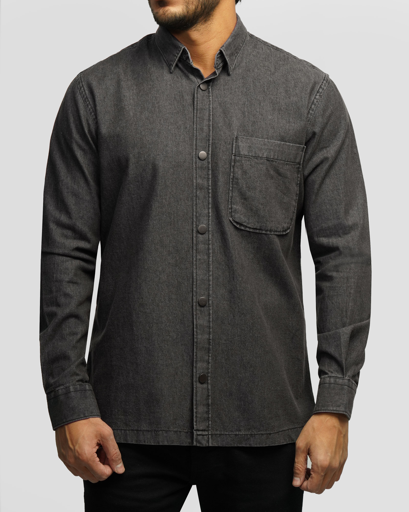 خرید و قیمت پیراهن جین آستین بلند خاکستری 24474178