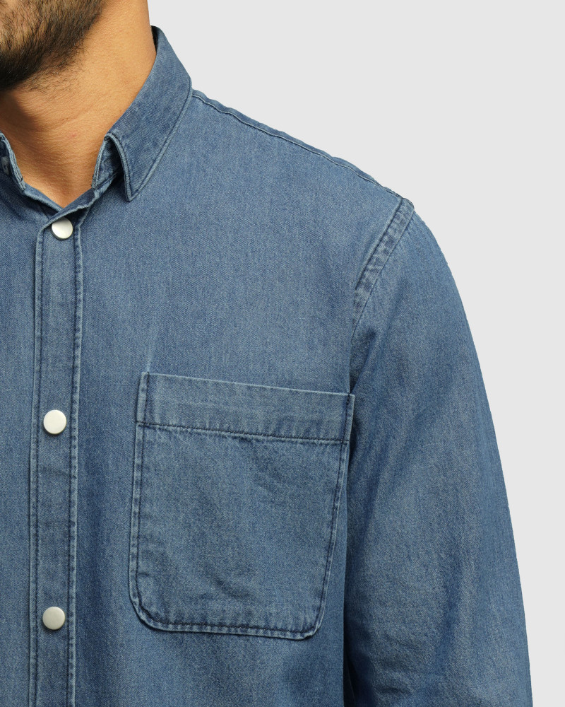 خرید و قیمت پیراهن جین آستین بلند آبی 24474178