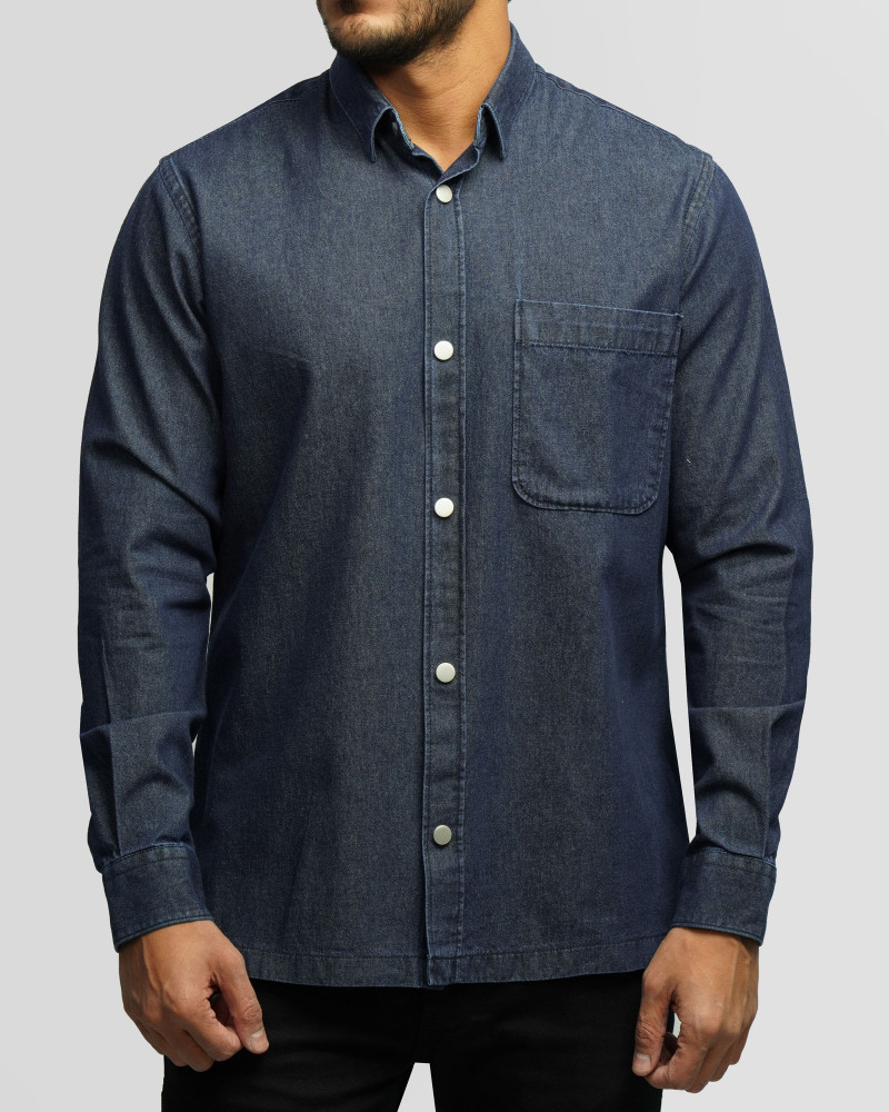 خرید و قیمت پیراهن جین آستین بلند سرمه ای 24474178