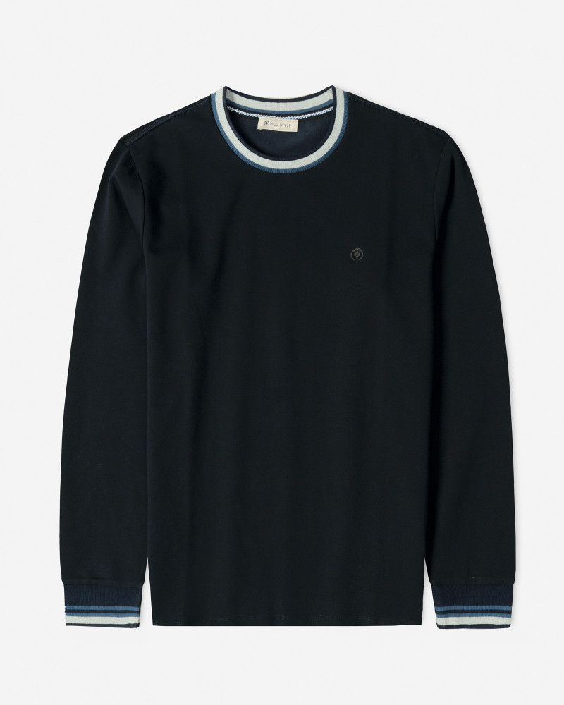 خرید و قیمت تیشرت آستین بلند یقه گرد مردانه سرمه ای 84428152