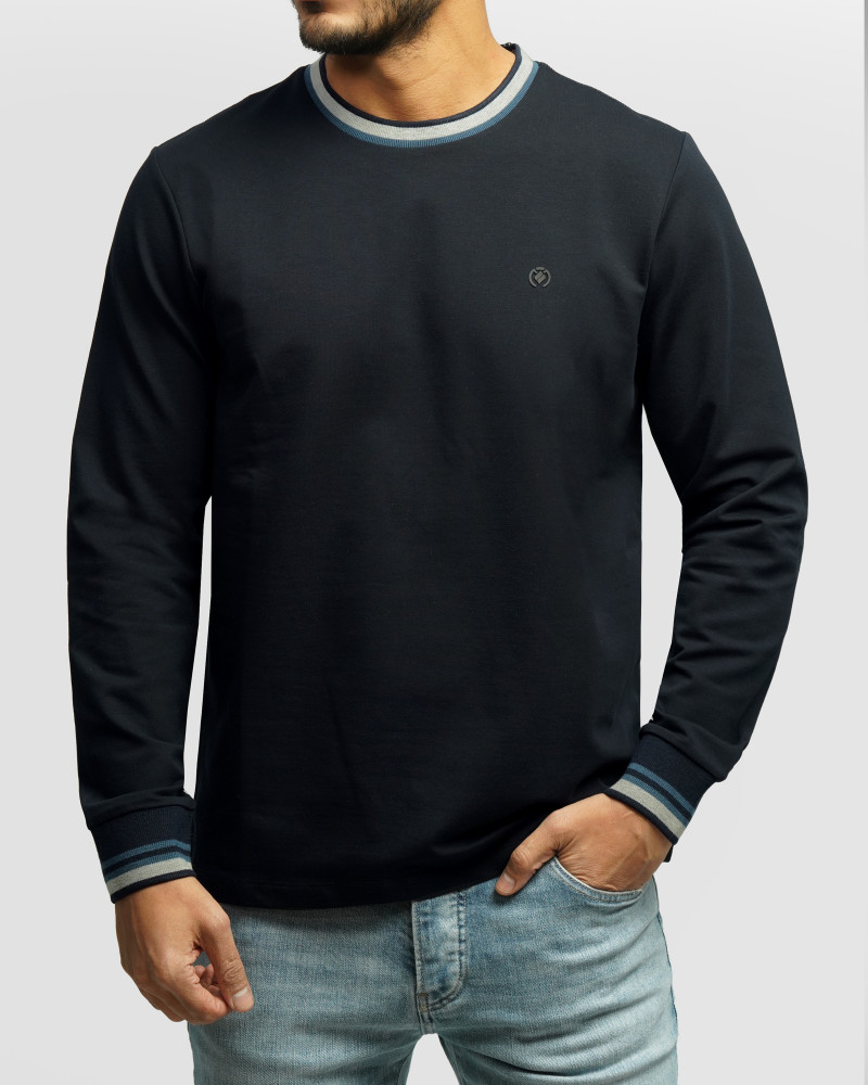 خرید و قیمت تیشرت آستین بلند یقه گرد مردانه سرمه ای 84428152