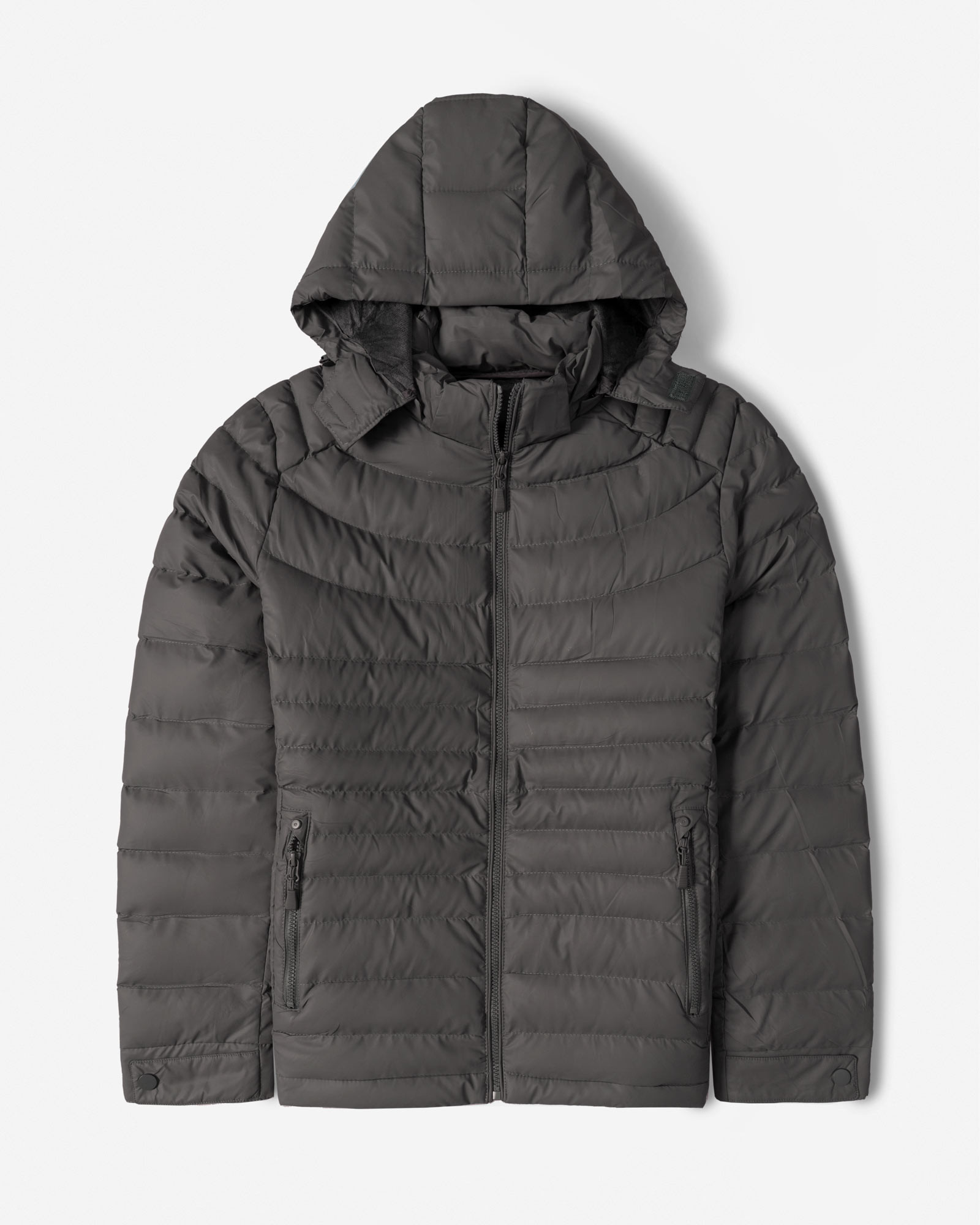 کاپشن مردانه کلاه دار خاکستری 24416413