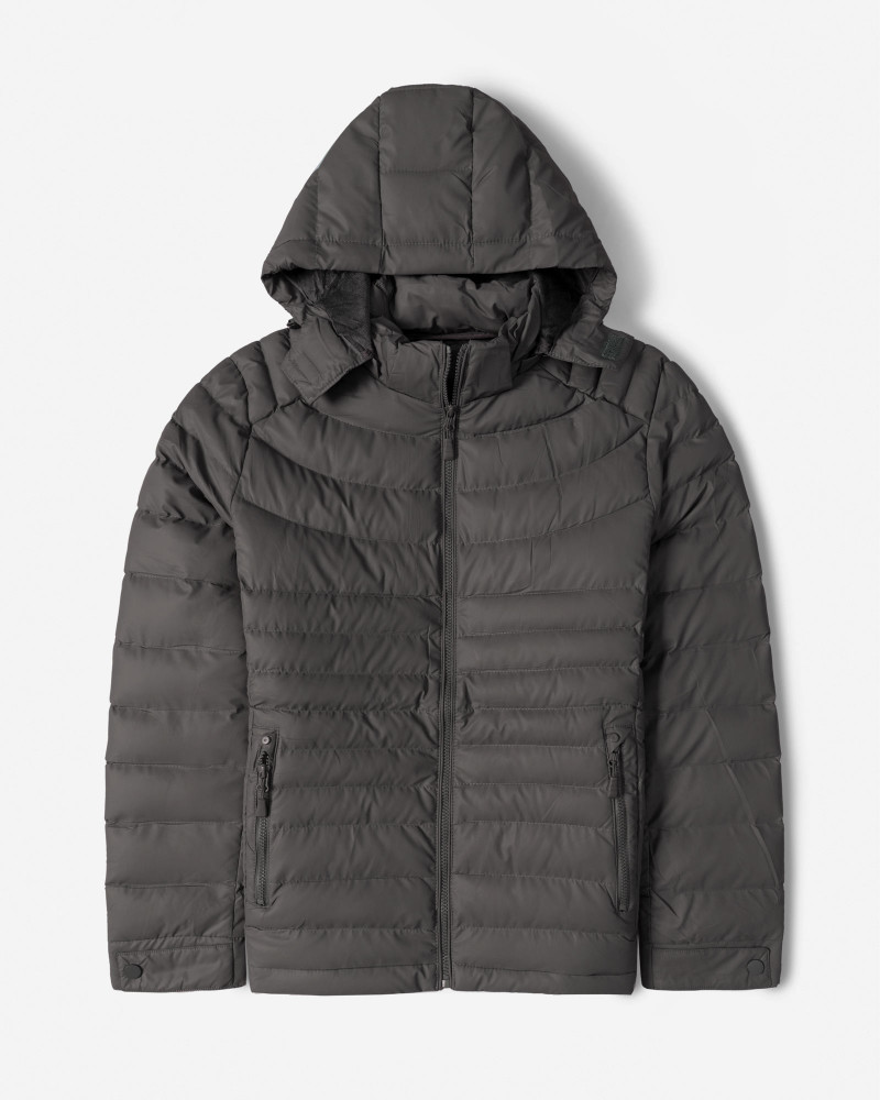 کاپشن مردانه کلاه دار خاکستری 24416413