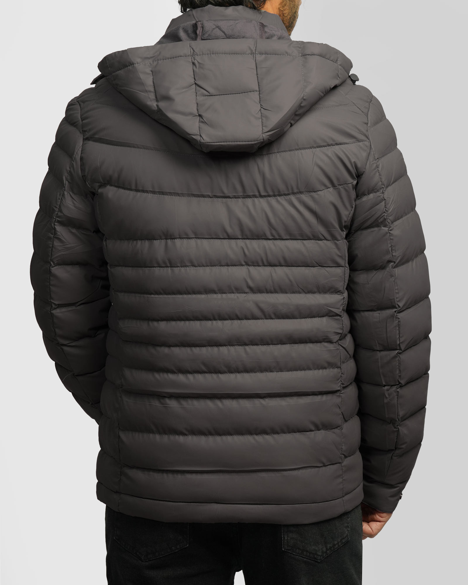 کاپشن مردانه کلاه دار خاکستری 24416413