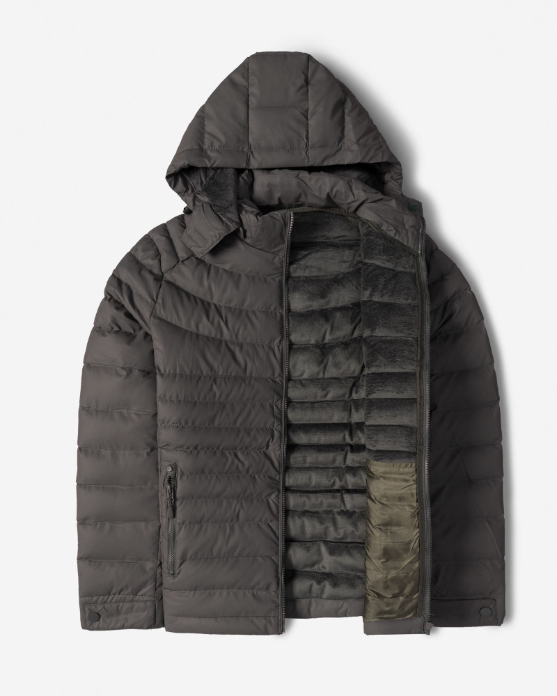 کاپشن مردانه کلاه دار خاکستری 24416413