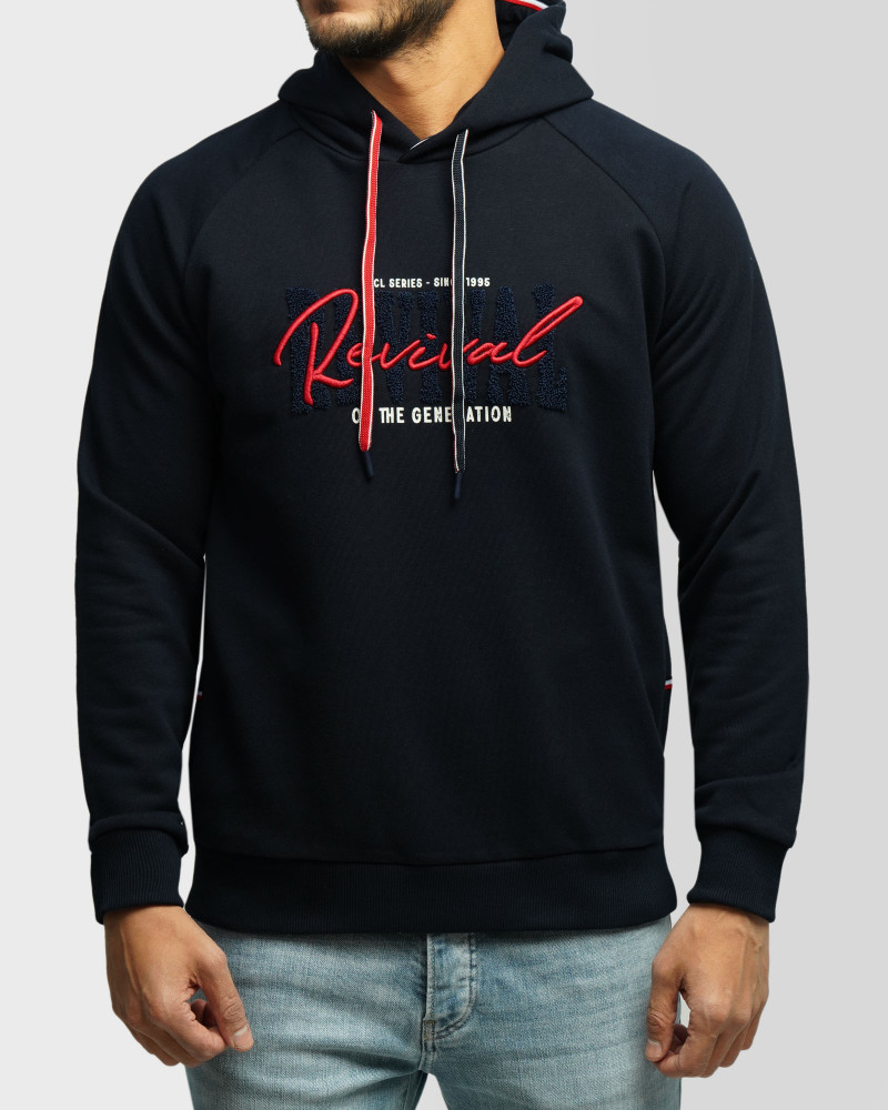 خرید و قیمت هودی کلاه دار طرح دار مردانه سرمه ای 84471293