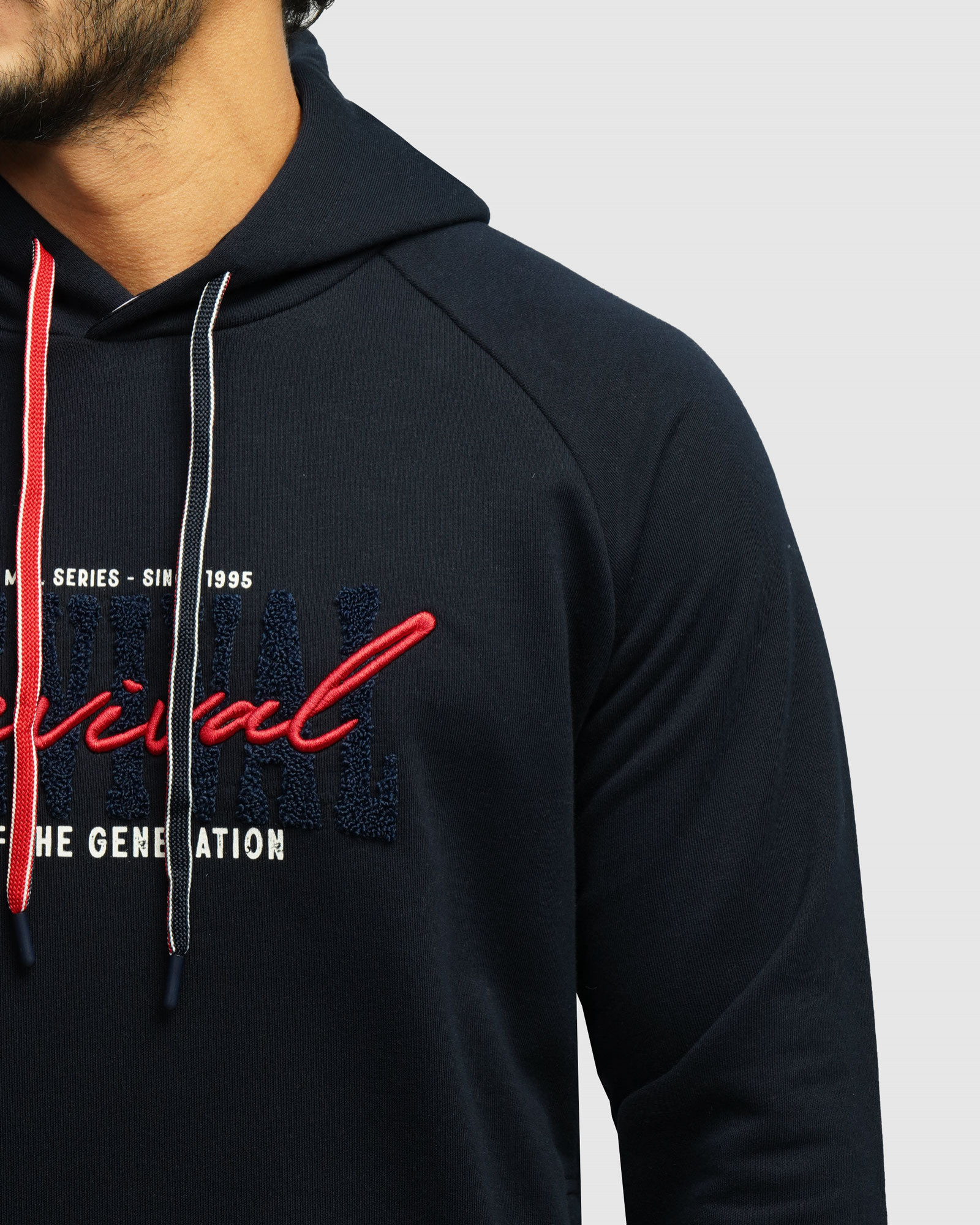 خرید و قیمت هودی کلاه دار طرح دار مردانه سرمه ای 84471293