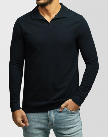 خرید و قیمت پولوشرت آستین بلند مردانه سرمه ای 84486134