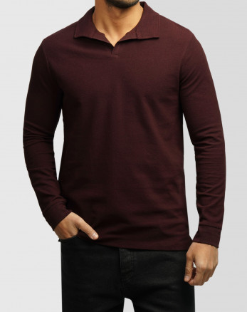 خرید و قیمت پولوشرت آستین بلند مردانه زرشکی 84486134