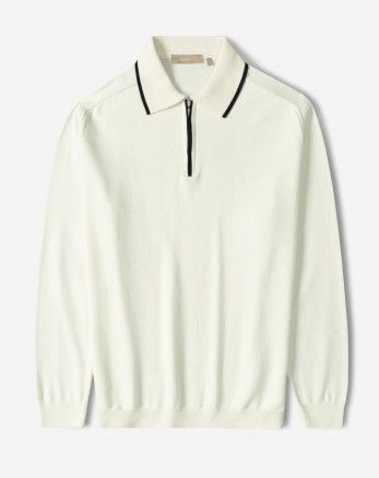 خرید و قیمت پولوشرت آستین بلند نیم زیپ مردانه سفید 84486137