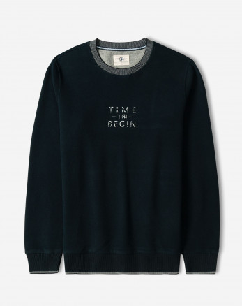 خرید و قیمت پلیور یقه گرد طرح دار مردانه سرمه ای 84456164