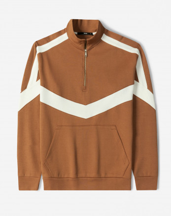 پلیور نیم زیپ مردانه قهوه ای 24441149