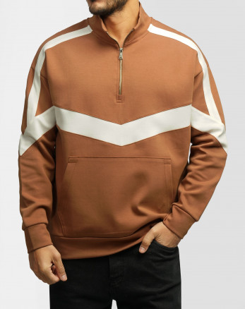 پلیور نیم زیپ مردانه قهوه ای 24441149