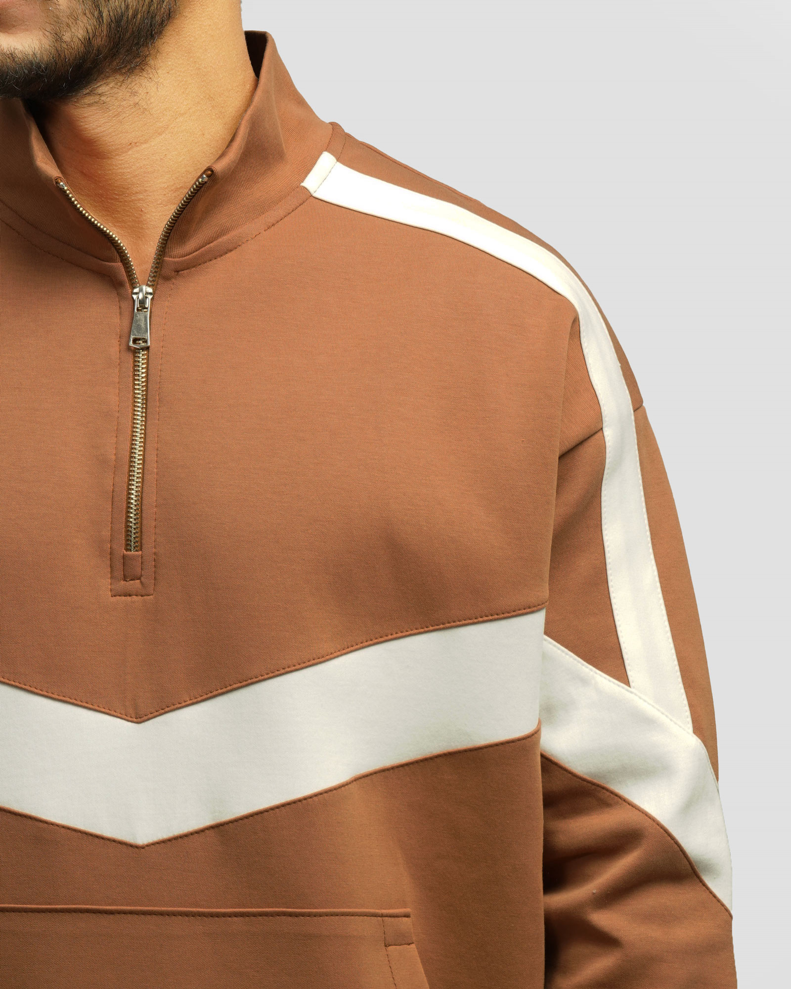 پلیور نیم زیپ مردانه قهوه ای 24441149