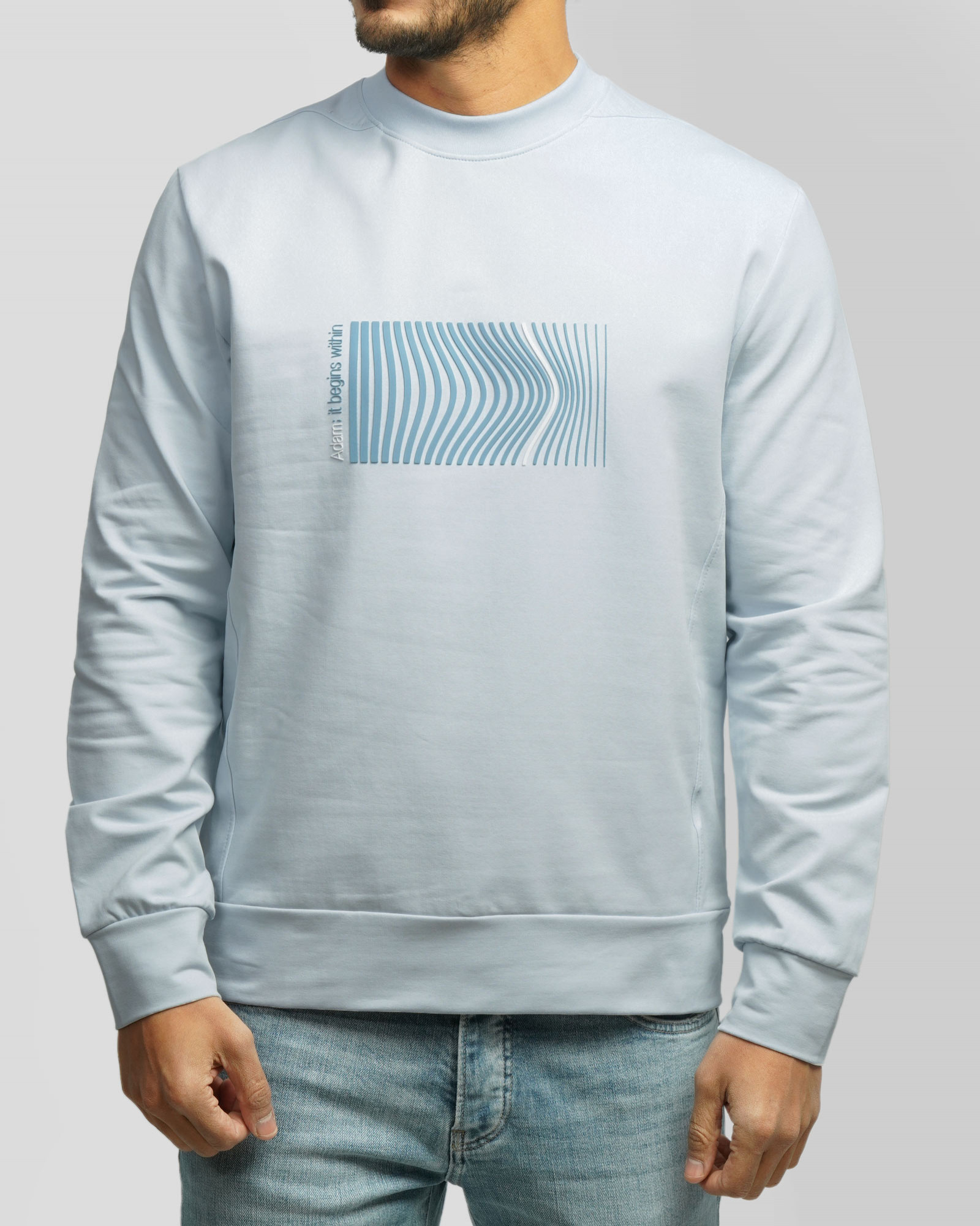 تیشرت آستین بلند یقه گرد مردانه آبی روشن 24428156