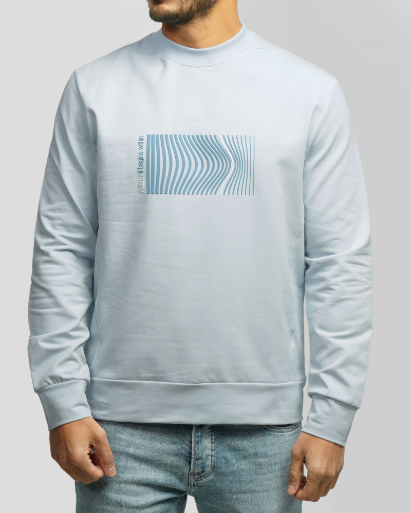 تیشرت آستین بلند یقه گرد مردانه آبی روشن 24428156