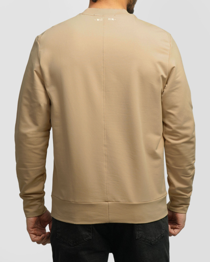 تیشرت آستین بلند یقه گرد مردانه کرم 24428156 