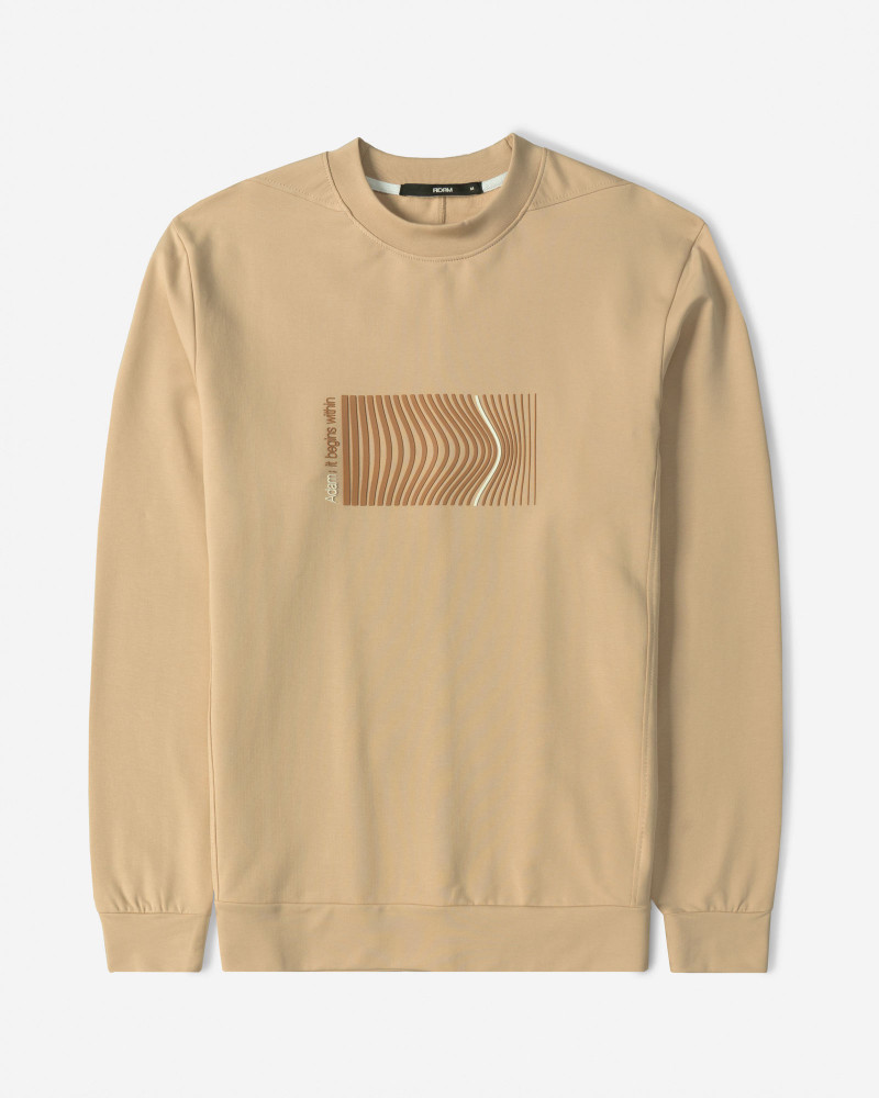 تیشرت آستین بلند یقه گرد مردانه کرم 24428156 