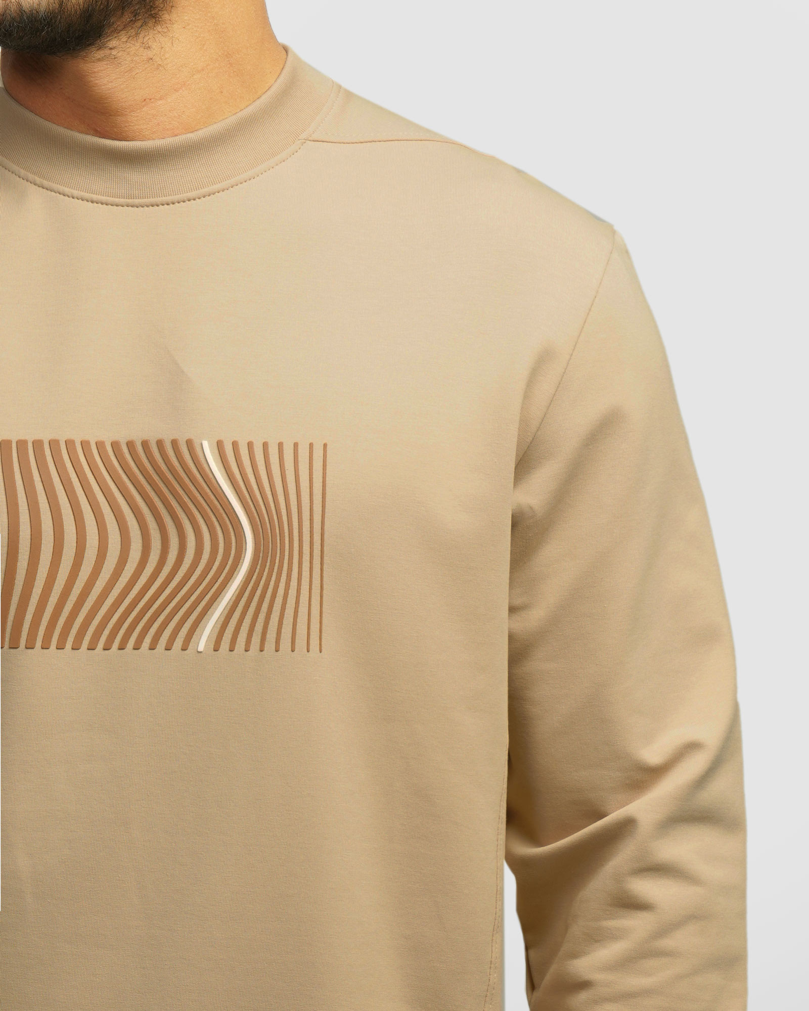 تیشرت آستین بلند یقه گرد مردانه کرم 24428156 