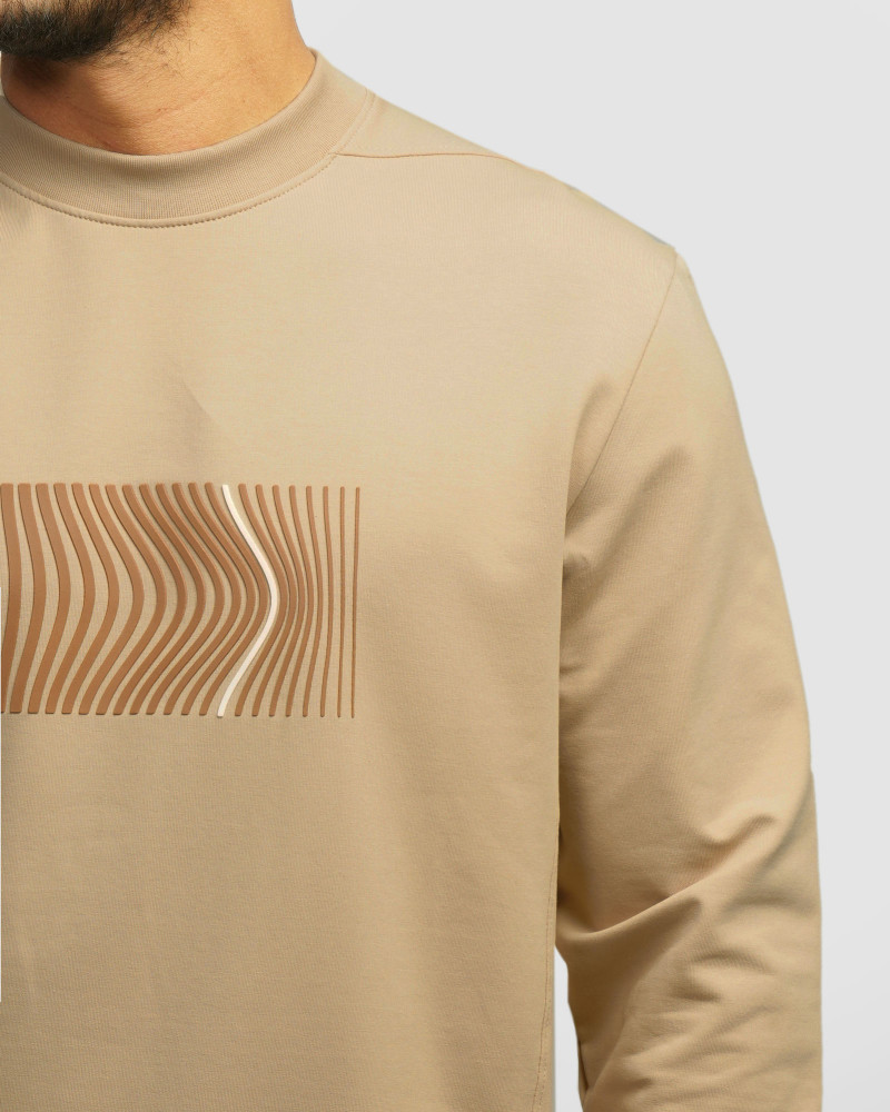 تیشرت آستین بلند یقه گرد مردانه کرم 24428156 