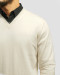 پلیور بافت یقه هفت ساده مردانه شیری 24472111
