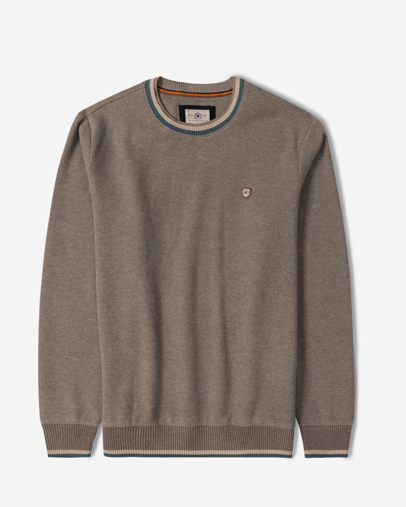 پلیور یقه گرد مردانه قهوه ای 84456165