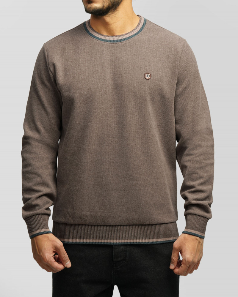 پلیور یقه گرد مردانه قهوه ای 84456165