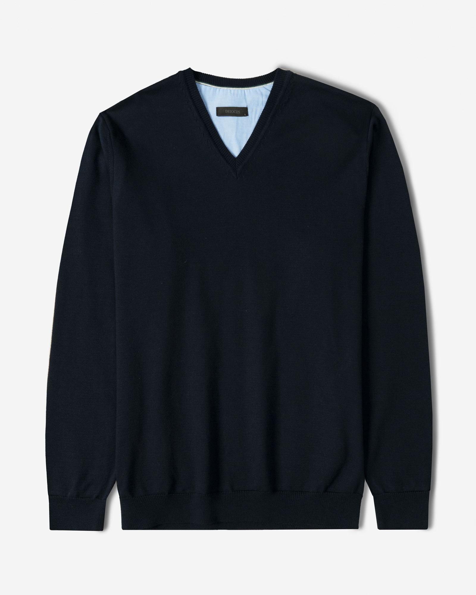 پلیور بافت یقه هفت ساده مردانه سرمه ای تیره 24472111