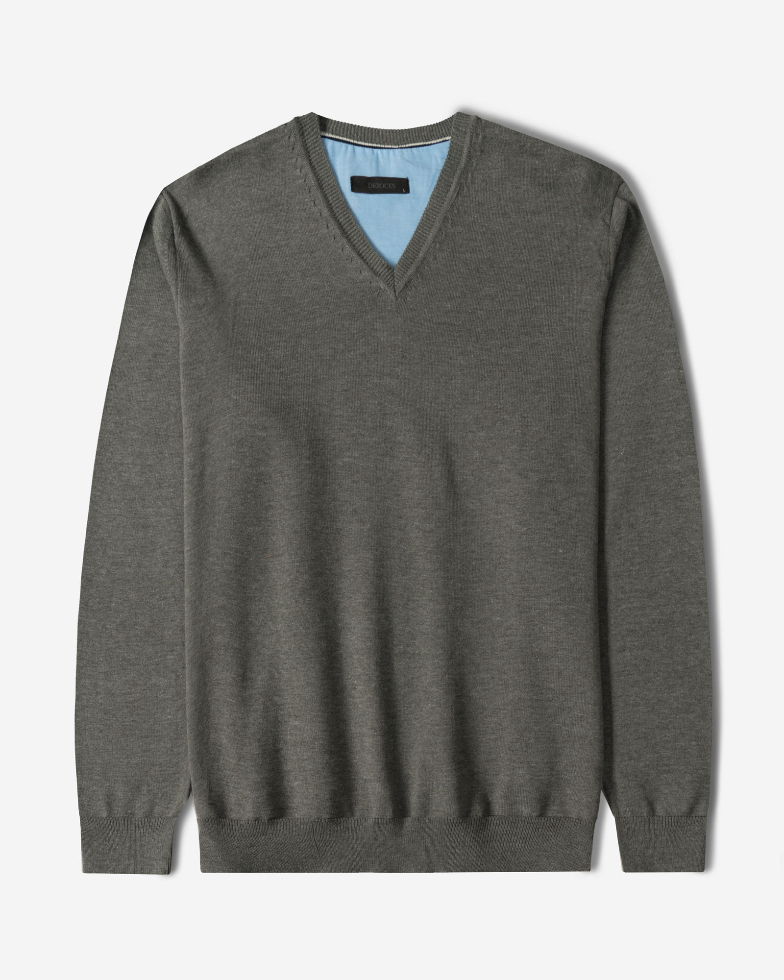 پلیور بافت یقه هفت ساده مردانه خاکستری 24472111