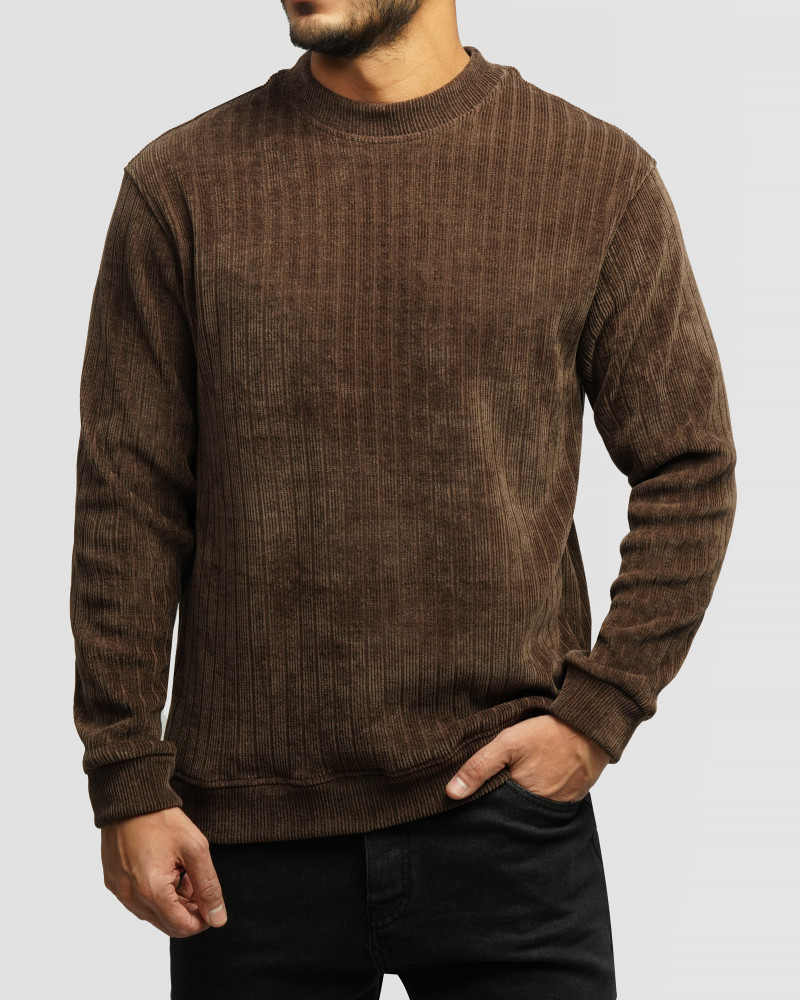 خرید و قیمت پلیور یقه گرد مردانه قهوه ای 24458149