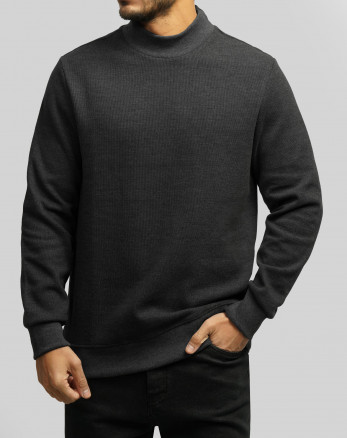 پلیور یقه 5 سانت ساده مردانه ذغالی 24450110