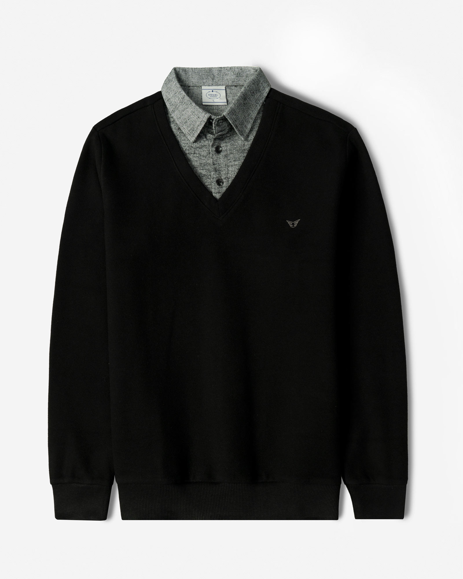 پلیور یقه پیراهنی مردانه مشکی 24488146