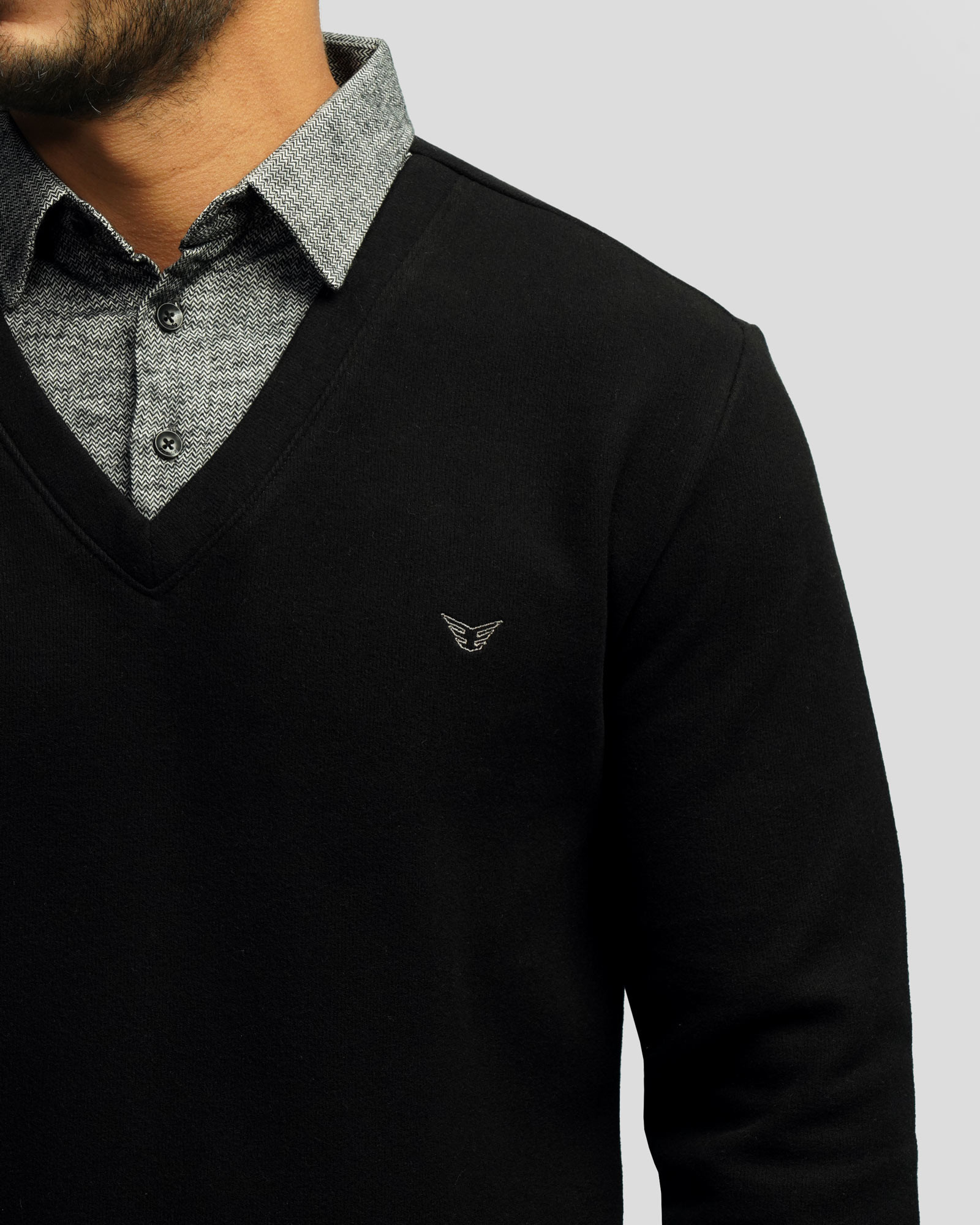 پلیور یقه پیراهنی مردانه مشکی 24488146