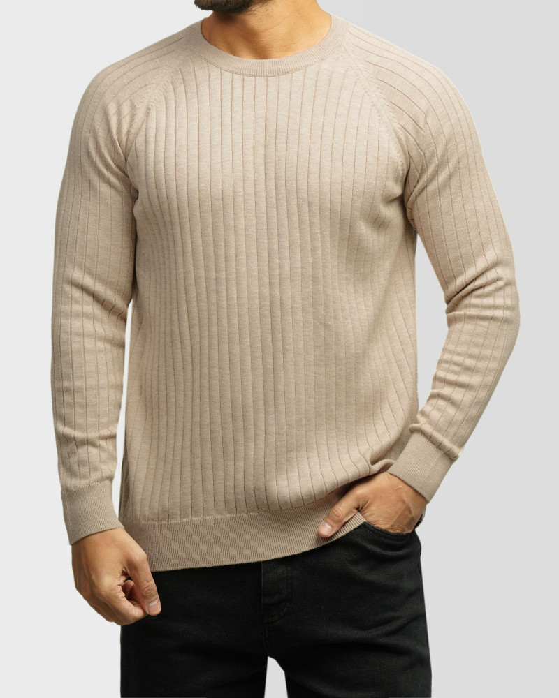 خرید و قیمت پلیور یقه گرد مردانه کرم 84458157